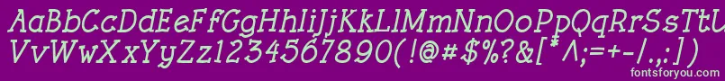 RoughLtBoldItalic Font – Green Fonts on Purple Background