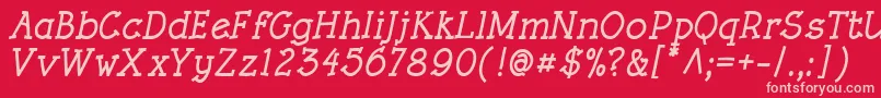 RoughLtBoldItalic-Schriftart – Rosa Schriften auf rotem Hintergrund