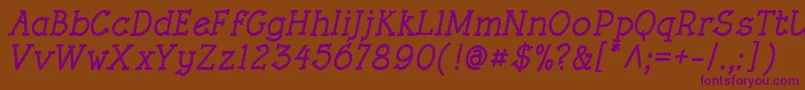 RoughLtBoldItalic Font – Purple Fonts on Brown Background
