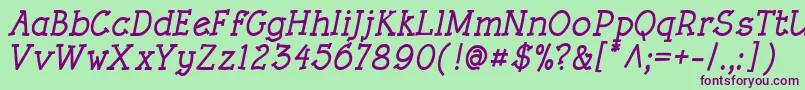 RoughLtBoldItalic Font – Purple Fonts on Green Background