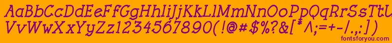 RoughLtBoldItalic Font – Purple Fonts on Orange Background