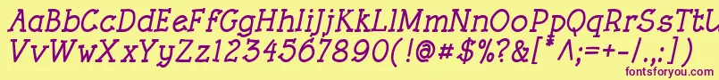 RoughLtBoldItalic Font – Purple Fonts on Yellow Background