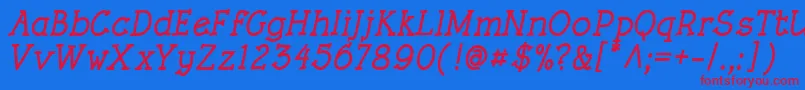RoughLtBoldItalic Font – Red Fonts on Blue Background
