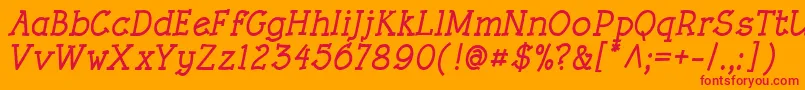 RoughLtBoldItalic Font – Red Fonts on Orange Background