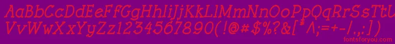 RoughLtBoldItalic Font – Red Fonts on Purple Background
