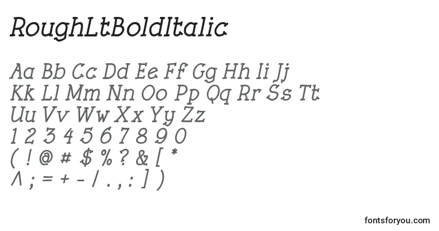 characters of roughltbolditalic font, letter of roughltbolditalic font, alphabet of  roughltbolditalic font