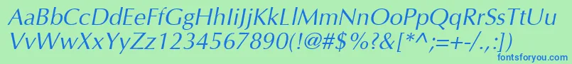 InterfaceSsiItalic Font – Blue Fonts on Green Background