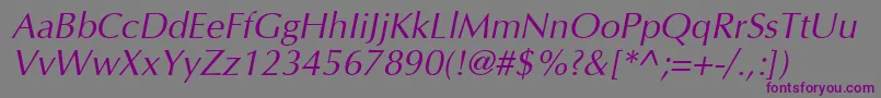 Czcionka InterfaceSsiItalic – fioletowe czcionki na szarym tle