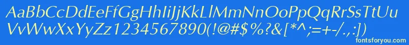 InterfaceSsiItalic-fontti – keltaiset fontit sinisellä taustalla