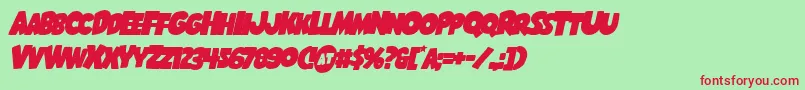 フォントShablagoooverlapital – 赤い文字の緑の背景