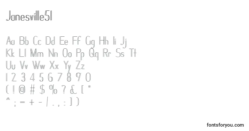 Czcionka Janesville51 – alfabet, cyfry, specjalne znaki