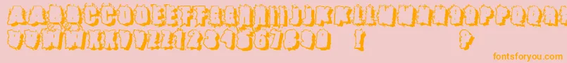 Catch22-Schriftart – Orangefarbene Schriften auf rosa Hintergrund