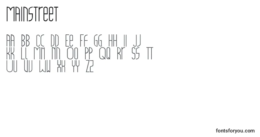 A fonte Mainstreet – alfabeto, números, caracteres especiais
