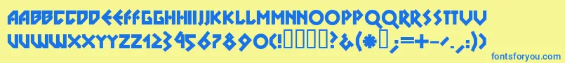 フォントDsnobl – 青い文字が黄色の背景にあります。
