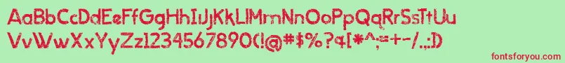 フォントBmdWhenItRains – 赤い文字の緑の背景