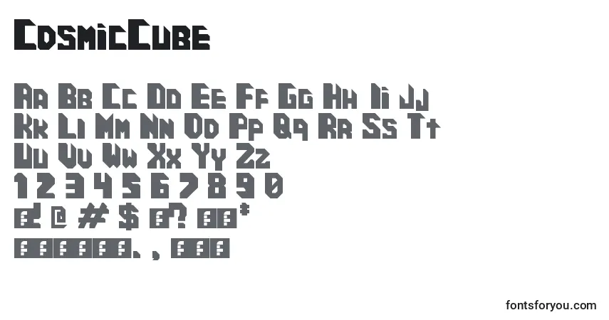 A fonte CosmicCube – alfabeto, números, caracteres especiais