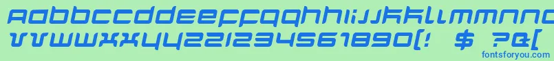 Fonte QuarxItalic – fontes azuis em um fundo verde
