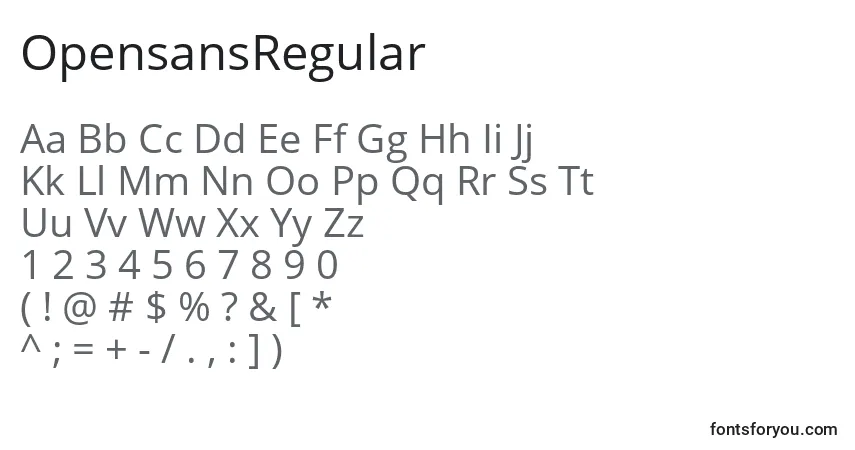 Schriftart OpensansRegular – Alphabet, Zahlen, spezielle Symbole
