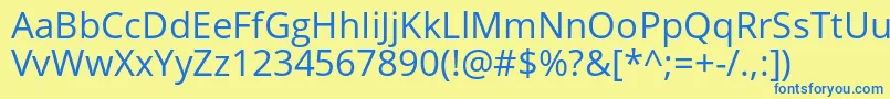 フォントOpensansRegular – 青い文字が黄色の背景にあります。