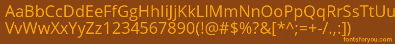 Weitere Informationen zur OpensansRegular-Schriftart OpensansRegular-Schriftart – Orangefarbene Schriften auf braunem Hintergrund