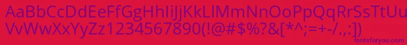 Weitere Informationen zur OpensansRegular-Schriftart OpensansRegular-Schriftart – Violette Schriften auf rotem Hintergrund