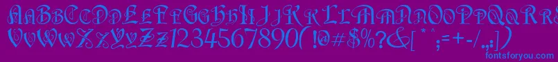 FlapperNormal-Schriftart – Blaue Schriften auf violettem Hintergrund