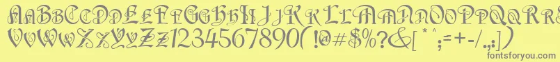 Fonte FlapperNormal – fontes cinzas em um fundo amarelo