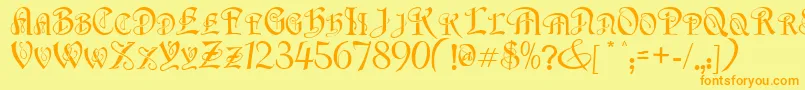 FlapperNormal Font – Orange Fonts on Yellow Background