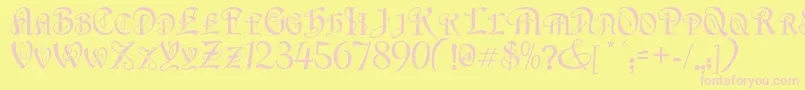 FlapperNormal-Schriftart – Rosa Schriften auf gelbem Hintergrund