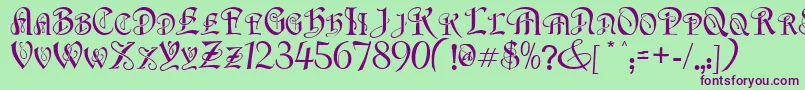 FlapperNormal Font – Purple Fonts on Green Background