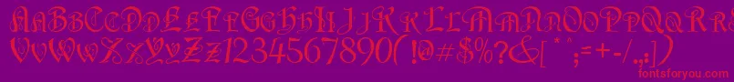 フォントFlapperNormal – 紫の背景に赤い文字