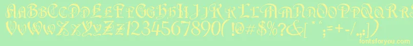 FlapperNormal Font – Yellow Fonts on Green Background