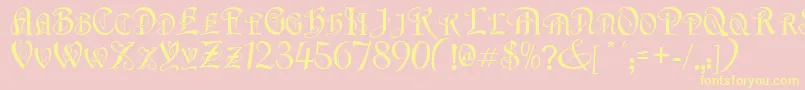 FlapperNormal-Schriftart – Gelbe Schriften auf rosa Hintergrund