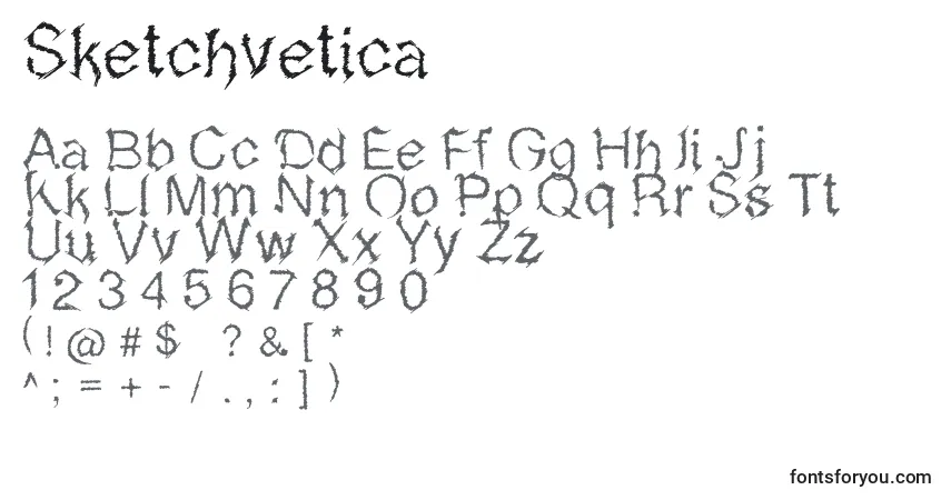 Шрифт Sketchvetica – алфавит, цифры, специальные символы