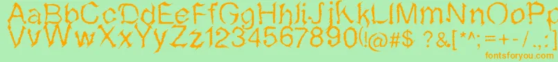 Sketchvetica-Schriftart – Orangefarbene Schriften auf grünem Hintergrund