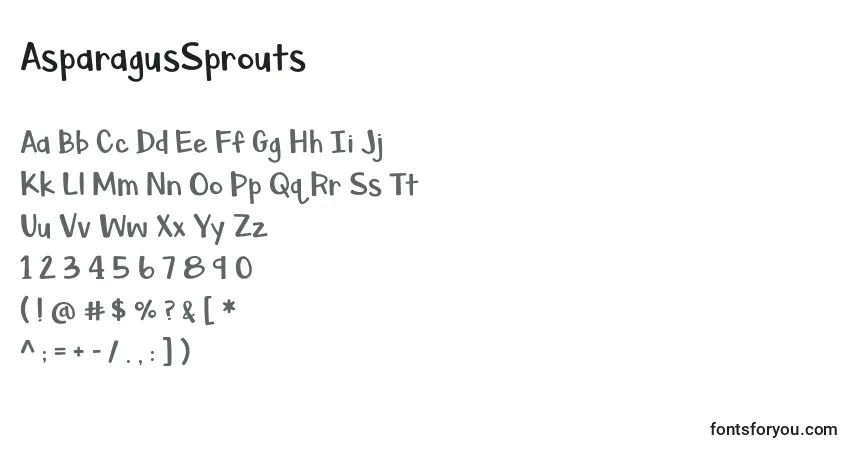 Schriftart AsparagusSprouts – Alphabet, Zahlen, spezielle Symbole