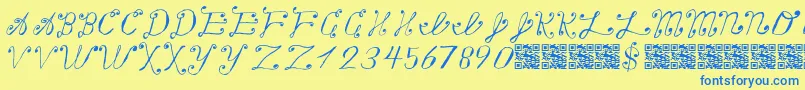 Makingalistcheckingittwice Font – Blue Fonts on Yellow Background