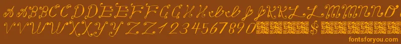 Makingalistcheckingittwice-Schriftart – Orangefarbene Schriften auf braunem Hintergrund