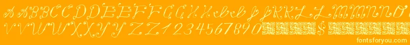 Makingalistcheckingittwice-Schriftart – Gelbe Schriften auf orangefarbenem Hintergrund