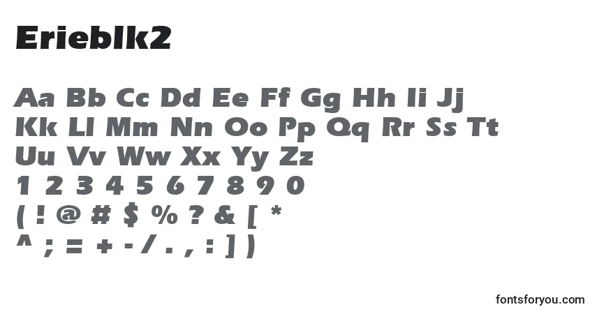 Czcionka Erieblk2 – alfabet, cyfry, specjalne znaki