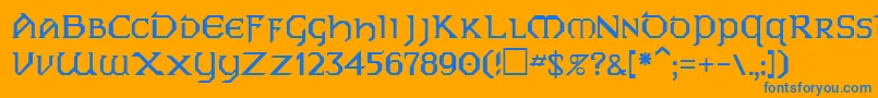 Fonte PhyllisRegular – fontes azuis em um fundo laranja