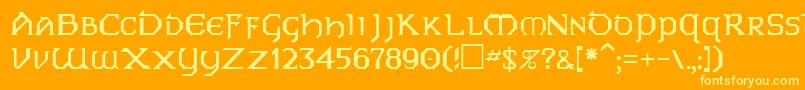 PhyllisRegular-Schriftart – Gelbe Schriften auf orangefarbenem Hintergrund