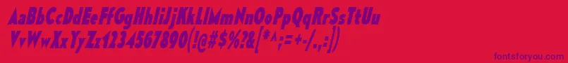 MesmerizeCdEbIt-fontti – violetit fontit punaisella taustalla