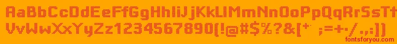 フォントBigsquaredots – オレンジの背景に赤い文字