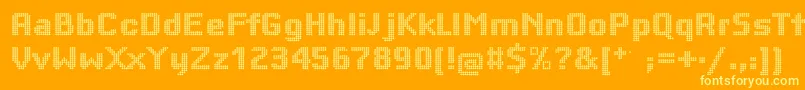Więcej informacji o czcionce Bigsquaredots Czcionka Bigsquaredots – żółte czcionki na pomarańczowym tle