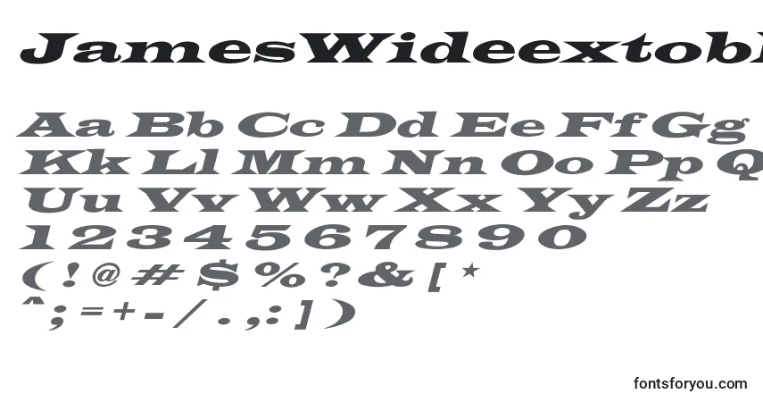 Шрифт JamesWideextoblNormal – алфавит, цифры, специальные символы