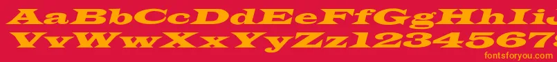 フォントJamesWideextoblNormal – 赤い背景にオレンジの文字