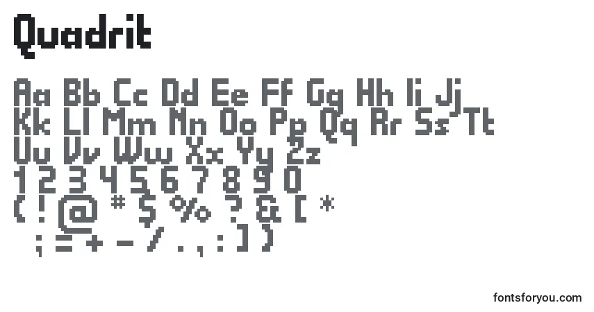 Quadrit-fontti – aakkoset, numerot, erikoismerkit