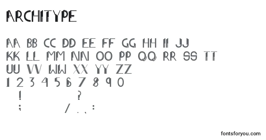 Architypeフォント–アルファベット、数字、特殊文字