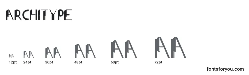 Размеры шрифта Architype